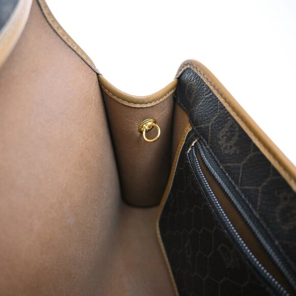 CHRISTIAN DIOR Logos Honeycomb Chain Shoulder Bag PVC Leather Brown Gold 38EF277 - Picture 11 of 16